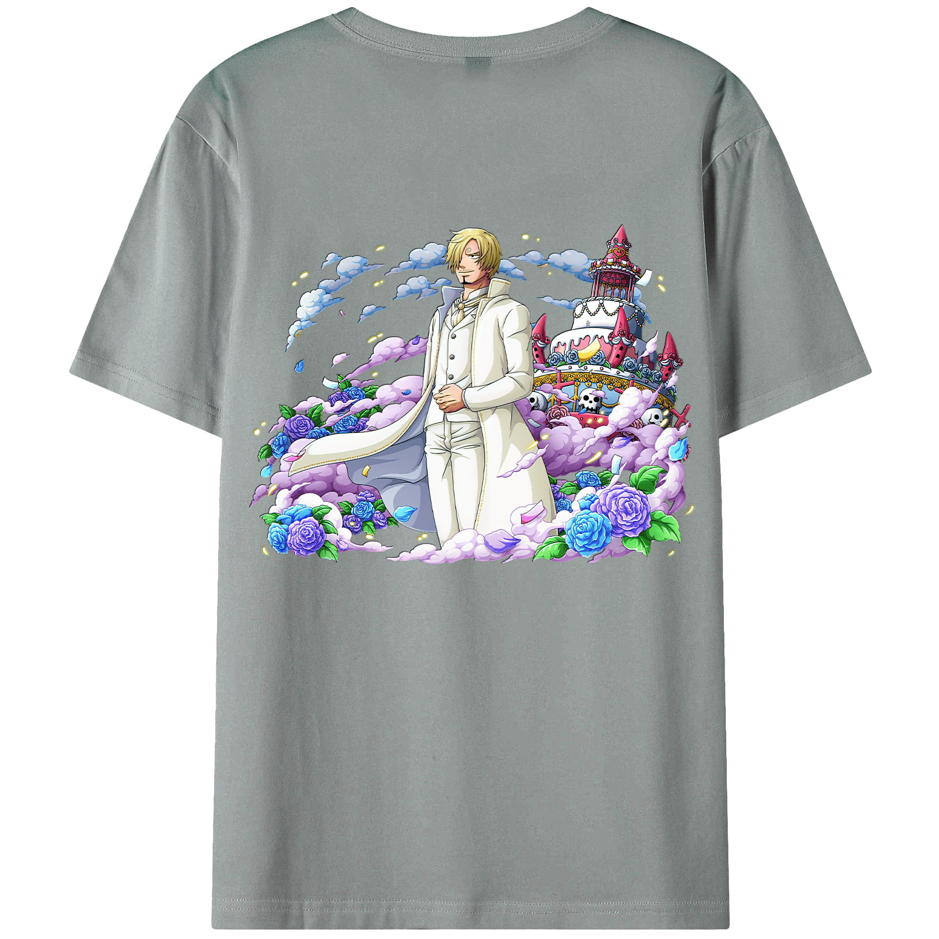 （画像用） ワンピース サンジ ONE PIECE Sanji 綿100％ メンズ半袖Tシャツ（バックプリント） 通気性